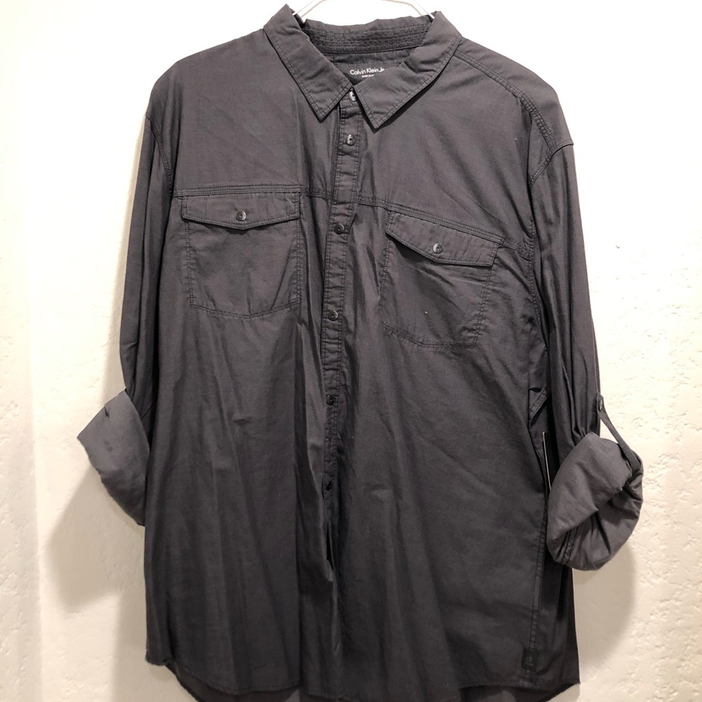 NWT Men’s Calvin Klein black Button down shirt XXL